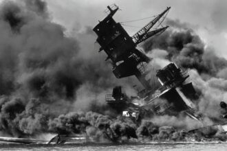 Japan Lost World War II the Second Bombs Fell on US Navy Battleships At Pearl Harbor
